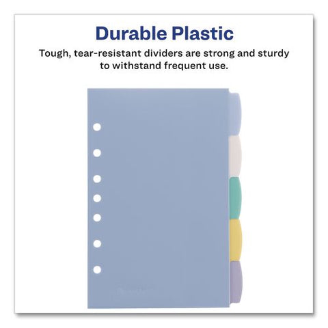 Write And Erase Plastic Mini Dividers, 5-tab, 8.5 X 5.5, Assorted, 1 Set
