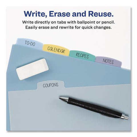 Write And Erase Plastic Mini Dividers, 5-tab, 8.5 X 5.5, Assorted, 1 Set