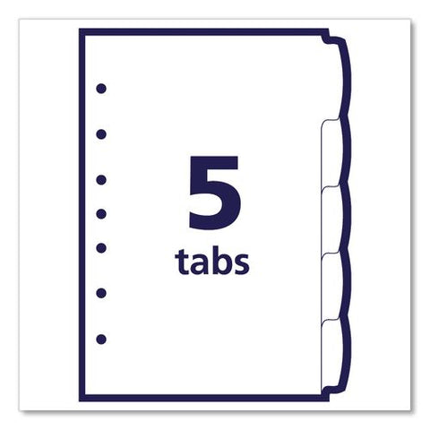 Write And Erase Plastic Mini Dividers, 5-tab, 8.5 X 5.5, Assorted, 1 Set