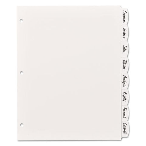 Write And Erase Big Tab Durable Plastic Dividers, 3-hole Punched, 8-tab, 11 X 8.5, White, 1 Set