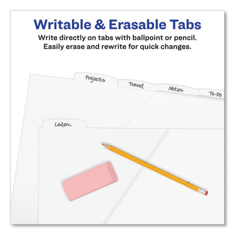 Write And Erase Durable Plastic Dividers With Straight Pocket, 5-tab, 11.13 X 9.25, White, 1 Set