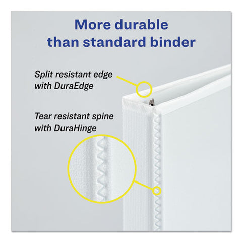 Durable View Binder With Durahinge And Slant Rings, 3 Rings, 1.5" Capacity, 11 X 8.5, White, 4/pack