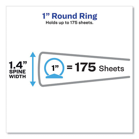 Flexi-view Binder With Round Rings, 3 Rings, 1" Capacity, 11 X 8.5, Blue