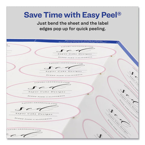 Oval Labels W/ Sure Feed And Easy Peel, 2 X 3.33, Glossy White, 80/pack