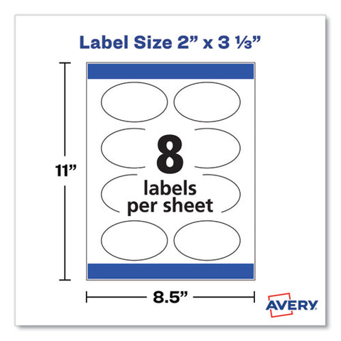 Oval Labels W/ Sure Feed And Easy Peel, 2 X 3.33, Glossy White, 80/pack