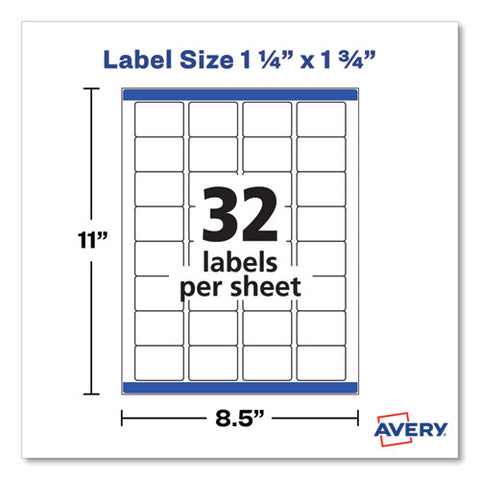 Removable Durable White Rectangle Labels W/ Sure Feed, 1.25 X 1.75, 256/pk