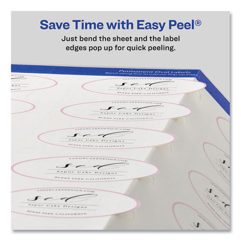 Oval Print-to-the-edge Labels, 2 X 3.33, White, 8/sheet, 10 Sheets/pack