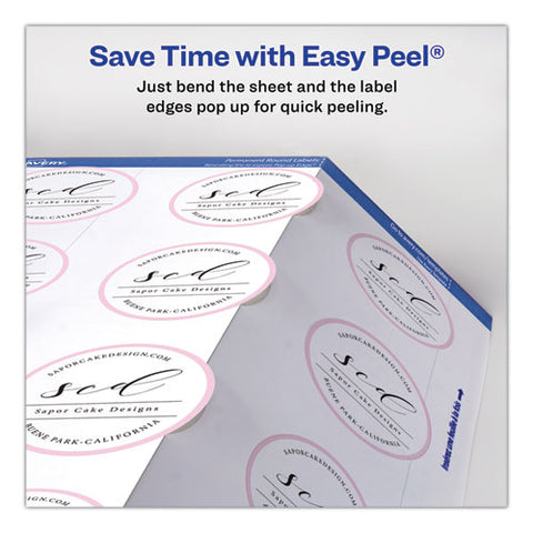 Round Print-to-the Edge Labels With Surefeed And Easypeel, 2" Dia, Matte White, 300/pack