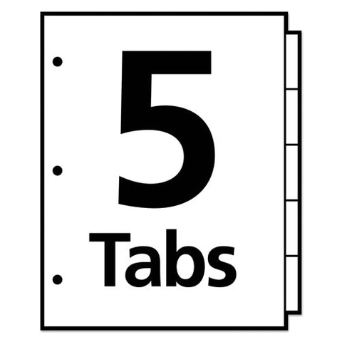 Write And Erase Big Tab Paper Dividers, 5-tab, 11 X 8.5, White, Assorted Tabs, 1 Set