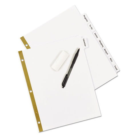 Write And Erase Big Tab Paper Dividers, 8-tab, 11 X 8.5, White, White Tabs, 1 Set