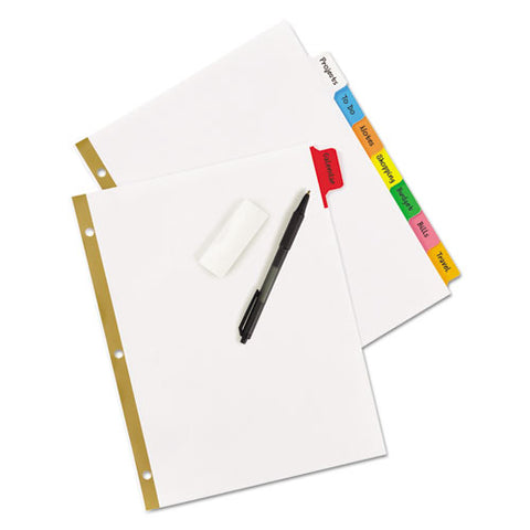 Write And Erase Big Tab Paper Dividers, 8-tab, 11 X 8.5, White, Assorted Tabs,1 Set