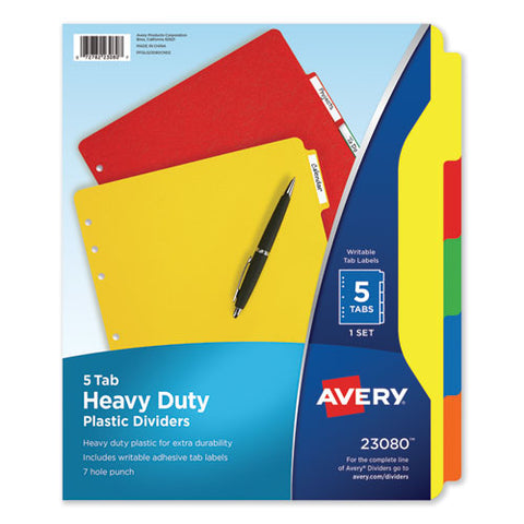 Heavy-duty Plastic Dividers With Multicolor Tabs And White Labels , 5-tab, 11 X 8.5, Assorted, 1 Set