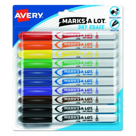 Marks A Lot Pen-style Dry Erase Markers, Medium Bullet Tip, Assorted Colors, 10/pack (24495)