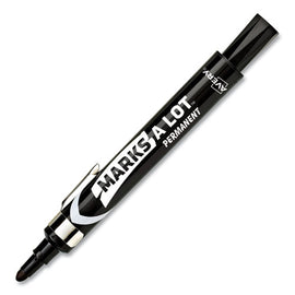 Marks A Lot Large Desk-style Permanent Marker With Metal Pocket Clip, Broad Bullet Tip, Black (500884)