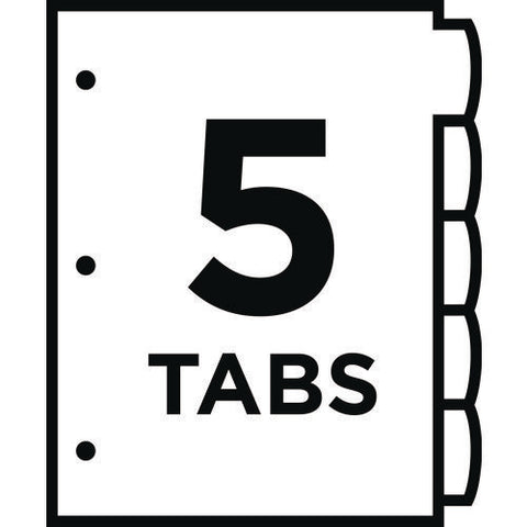 Big Tab Ultralast Plastic Dividers, 5-tab, 11 X 8.5, Assorted, 1 Set