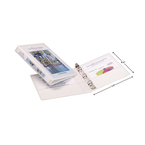 Mini Size Durable View Binder With Round Rings, 3 Rings, 0.5" Capacity, 8.5 X 5.5, White
