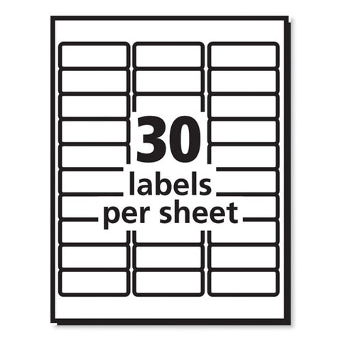 Labels, Laser Printers, 1 X 2.63, White, 30/sheet, 100 Sheets/box