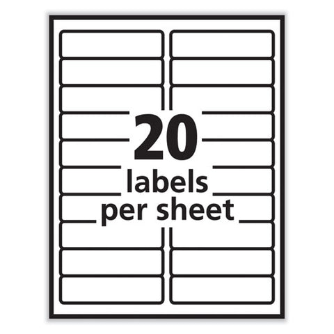 Labels, Laser Printers, 1 X 4, White, 20/sheet, 100 Sheets/box