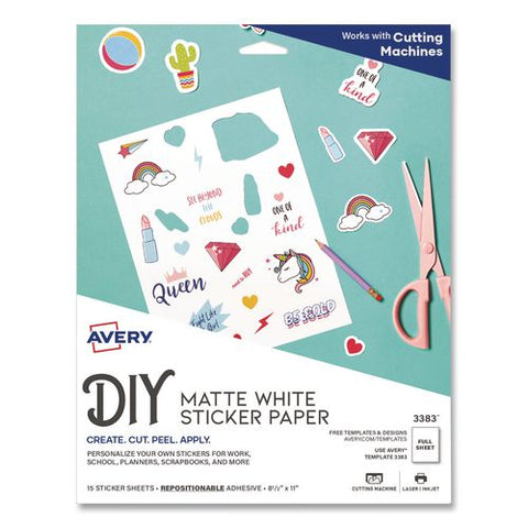 Multipurpose Sticker Project Paper, Inkjet, 8.5 X 11, 15 Sheets/pack