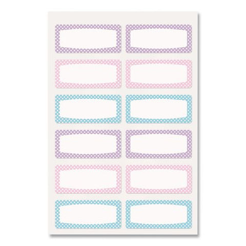 No-iron Fabric Labels, Pastel Borders, Handwrite Only, 0.75 X 1.75, White, 12/sheet, 2 Sheets/pack
