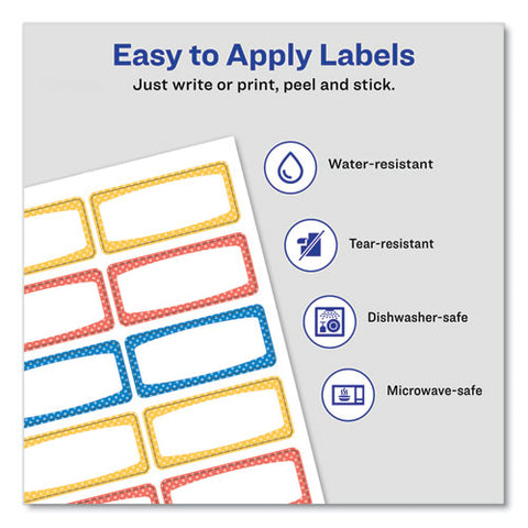 Avery Kids Handwritten Identification Labels, 1.75 X 0.75, Borders: Blue, Orange, Yellow, 12 Labels/sheet, 5 Sheets/pack