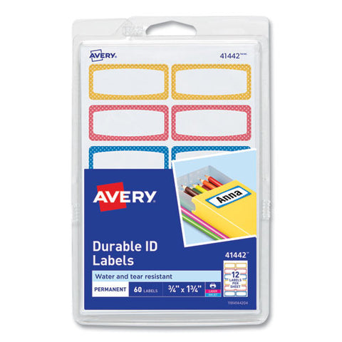 Avery Kids Handwritten Identification Labels, 1.75 X 0.75, Borders: Blue, Orange, Yellow, 12 Labels/sheet, 5 Sheets/pack