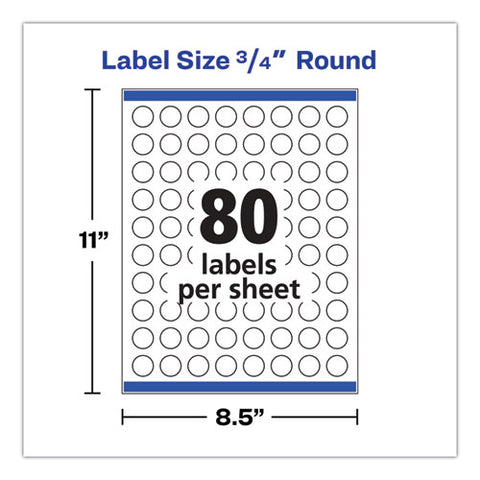 Printable Self-adhesive Permanent Id Labels W/sure Feed, 0.75" Dia, White 800/pk