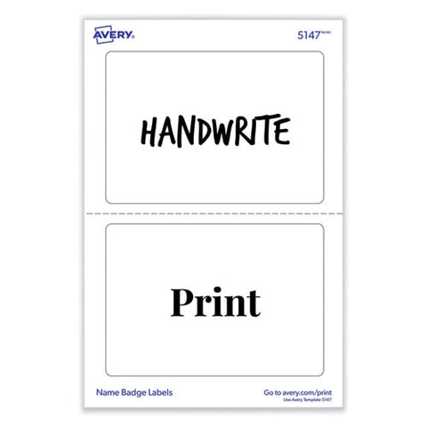 Printable Adhesive Name Badges, 3.38 X 2.33, White, 100/pack