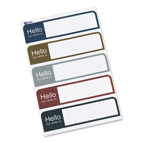 Flexible Self-adhesive Mini Name Badge Labels, 1 X 3.75, Hello, Assorted, 100/pack