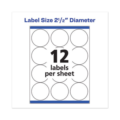 Permanent Laser Print-to-the-edge Id Labels W/surefeed, 2 1/2"dia, White, 300/pk