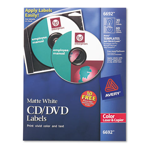 Laser Cd Labels, Matte White, 40/pack