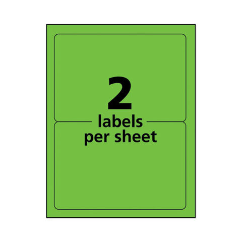 High-visibility Permanent Laser Id Labels, 5.5 X 8.5, Neon Green, 200/box