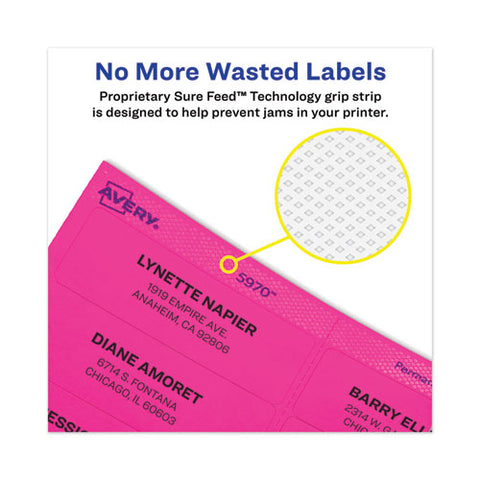 High-visibility Permanent Laser Id Labels, 1 X 2.63, Neon Magenta, 750/pack