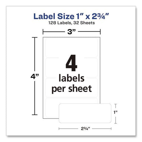 Handwrite-only Multi-use Permanent Labels, 1 X 2.75, White, 4 Labels/sheet, 32 Sheets/pack