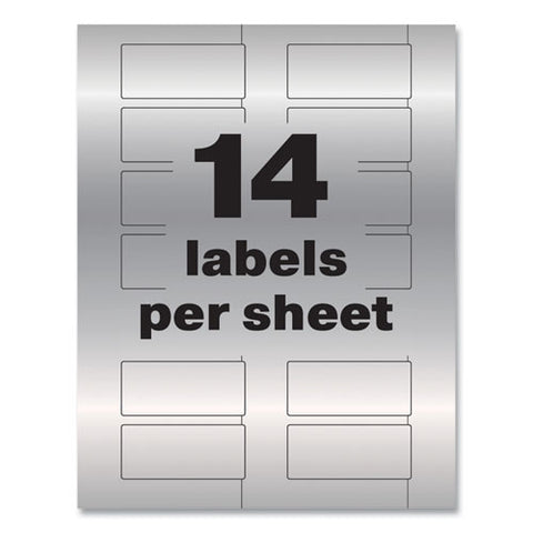 Permatrack Metallic Asset Tag Labels, Laser Printers, 1.25 X 2.75, Silver, 14/sheet, 8 Sheets/pack