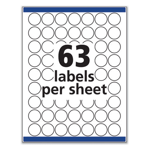 Removable Multi-use Labels, Inkjet/laser Printers, 1" Dia, White, 63/sheet, 15 Sheets/pack