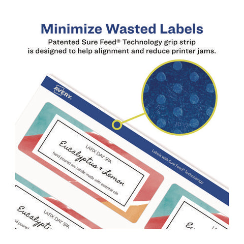 Glossy White Easy Peel Mailing Labels W/ Sure Feed Technology, Laser Printers, 1 X 2.63, White, 30/sheet, 25 Sheets/pack