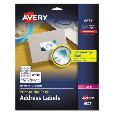 Vibrant Laser Color-print Labels W/ Sure Feed, 1.25 X 2.38, White, 450/pack