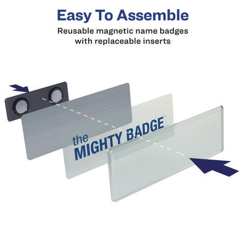 The Mighty Badge Name Badge Inserts, 1 X 3, Clear, Laser, 20/sheet, 5 Sheets/pack