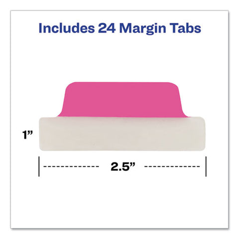 Ultra Tabs Repositionable Tabs, Margin Tabs: 2.5" X 1", 1/5-cut, Assorted Neon Colors, 24/pack