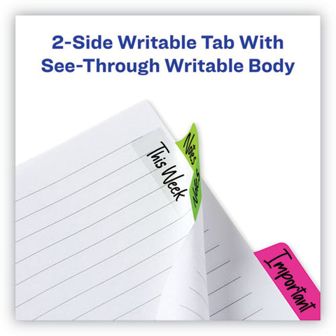 Ultra Tabs Repositionable Tabs, Margin Tabs: 2.5" X 1", 1/5-cut, Assorted Neon Colors, 24/pack