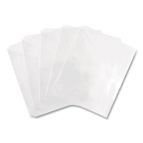 Binder Pockets, 3-hole Punched, 9.25 X 11, Clear, 5/pack