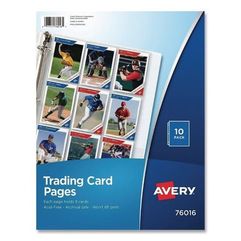 Trading Card Pages, 3-hole Punched, Top Load, Clear, 10 Pages/pack