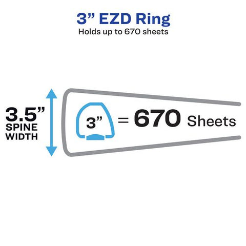 Heavy-duty View Binder With Durahinge And Locking One Touch Ezd Rings, 3 Rings, 3" Capacity, 11 X 8.5, Red, 4/carton