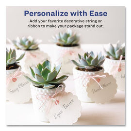 Printable Scallop Round Gift Tags, Inkjet/laser Printers, 2.5" Dia, White, 9/sheet, 10 Sheets/pack