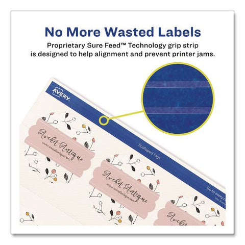 Printable Scallop Round Gift Tags, Inkjet/laser Printers, 2.5" Dia, White, 9/sheet, 10 Sheets/pack
