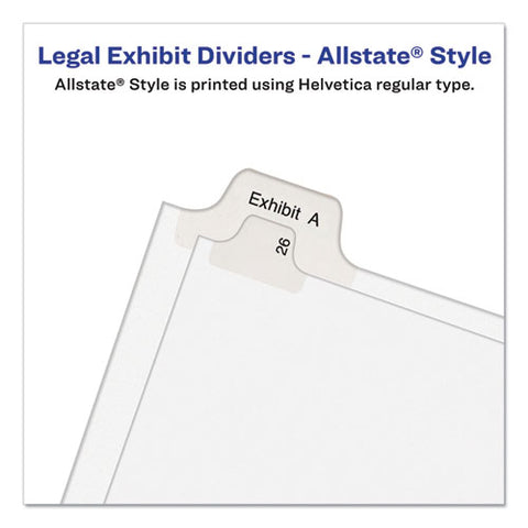 Preprinted Legal Exhibit Side Tab Index Dividers, Allstate Style, 25-tab, Exhibit 1 To Exhibit 25, 11 X 8.5, White, 1 Set