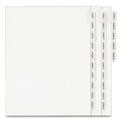 Preprinted Legal Exhibit Side Tab Index Dividers, Allstate Style, 25-tab, Exhibit 1 To Exhibit 25, 11 X 8.5, White, 1 Set