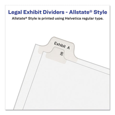 Preprinted Legal Exhibit Side Tab Index Dividers, Allstate Style, 10-tab, 25, 11 X 8.5, White, 25/pack