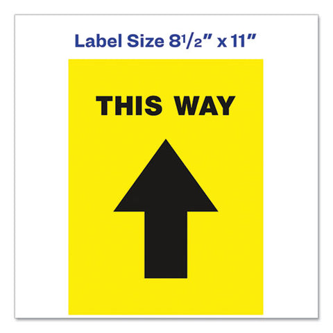 Social Distancing Floor Decals, 8.5 X 11, This Way, Yellow Face, Black Graphics, 5/pack